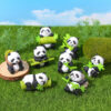 8 handmade painted bamboo panda resin ornament sets