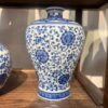 Antique hand-painted lotus plum blossom ceramic vase ornament