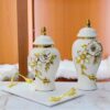 Electroplated gold applique ceramic crafts – flower arrangement ceramic vase