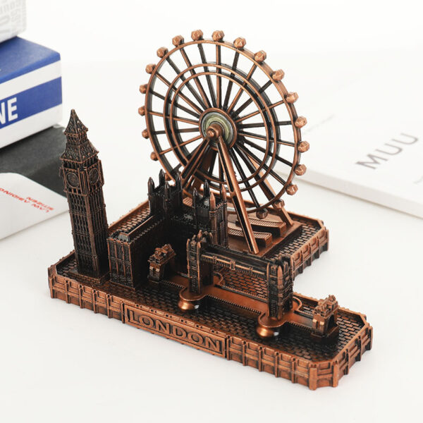 Ferris wheel, Big Ben, Tower of London Bridge, architectural model, handmade ornaments - Imagen 2