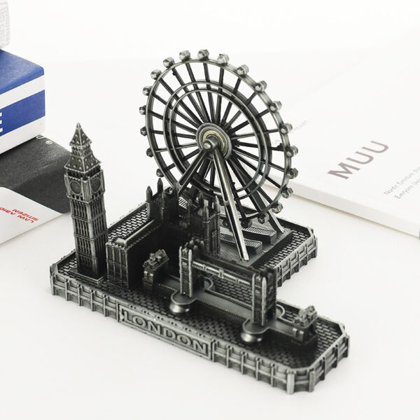Ferris wheel, Big Ben, Tower of London Bridge, architectural model, handmade ornaments - Imagen 3