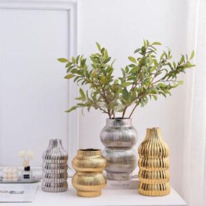 Gold silver electroplated ceramic vase handicraft ornament