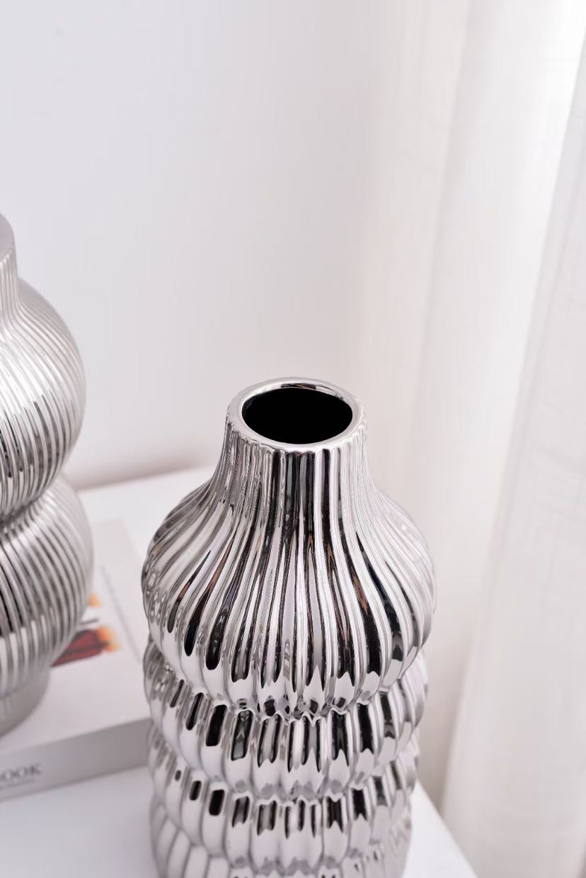 Gold silver electroplated ceramic vase handicraft ornament