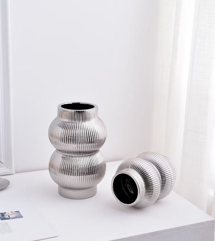 Gold silver electroplated ceramic vase handicraft ornament