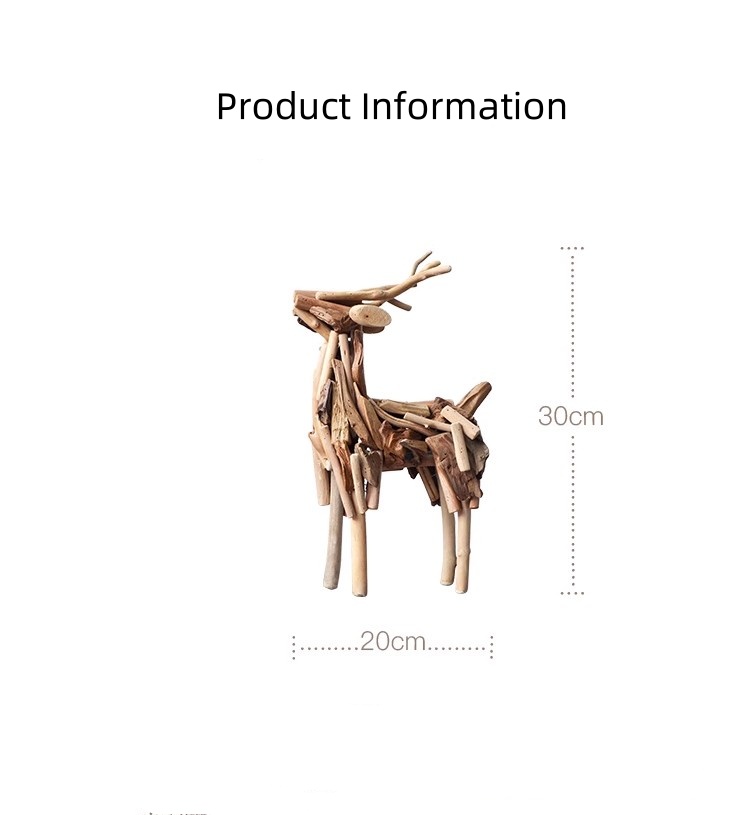Handmade solid wood deer handicraft ornament