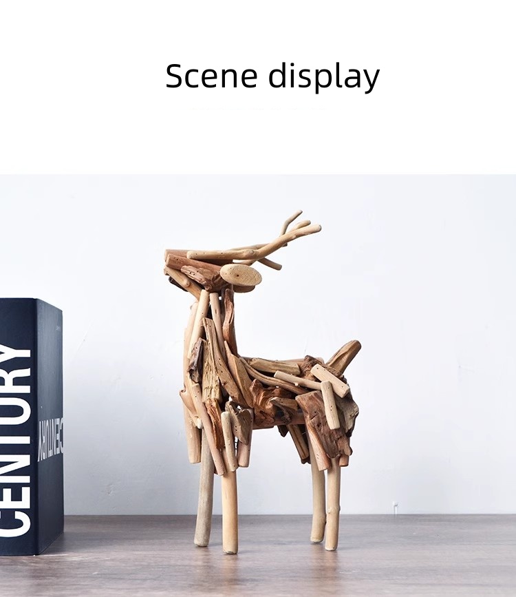 Handmade solid wood deer handicraft ornament