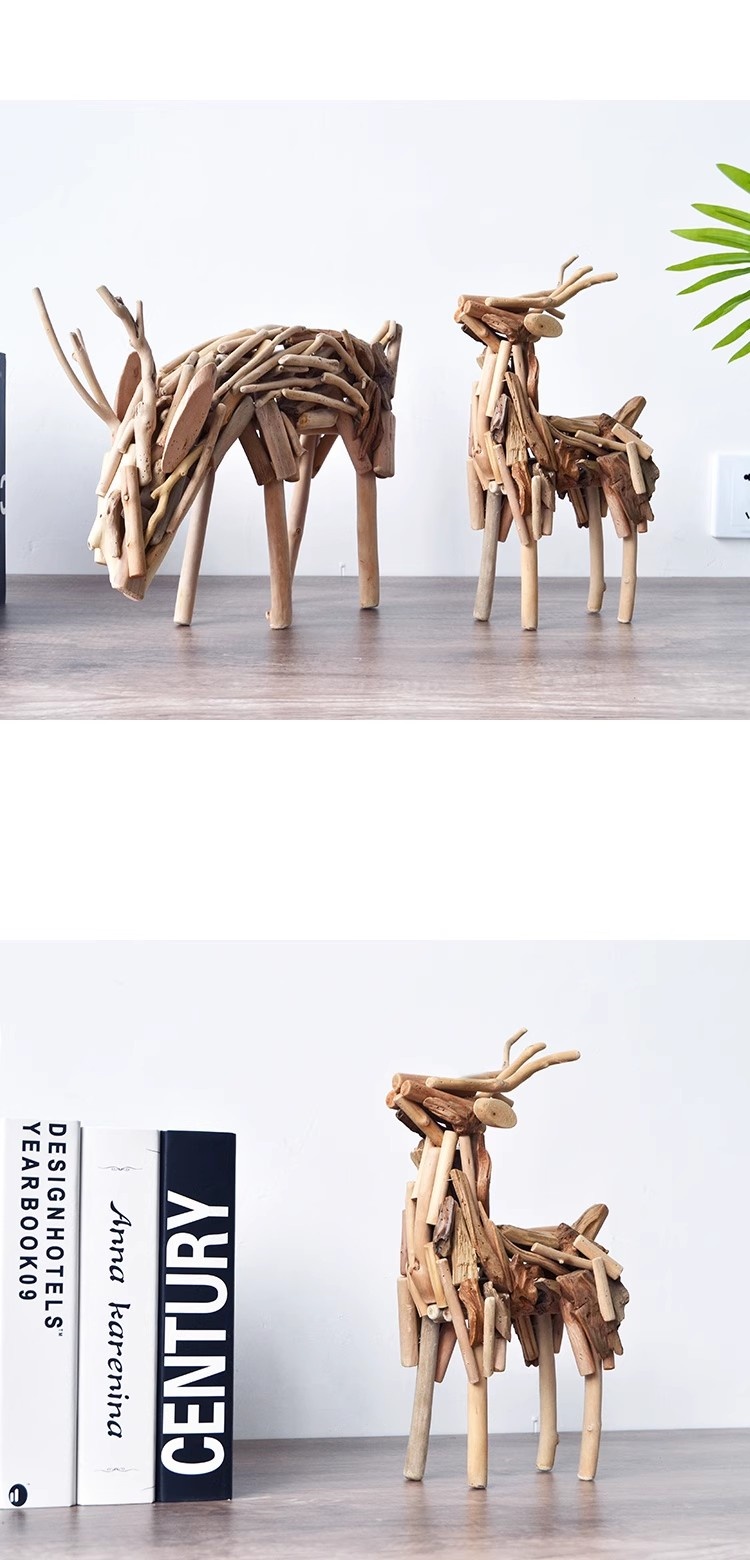 Handmade solid wood deer handicraft ornament