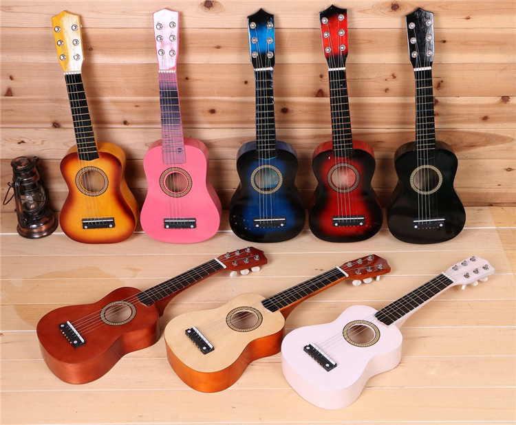 21-inch multicolored wooden guitar for children to learn-wooden crafts