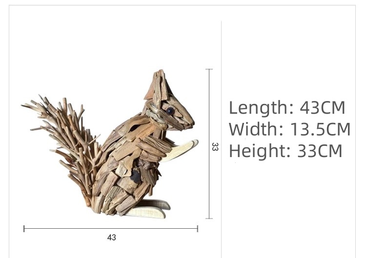 Wooden squirrel animal handicraft ornament