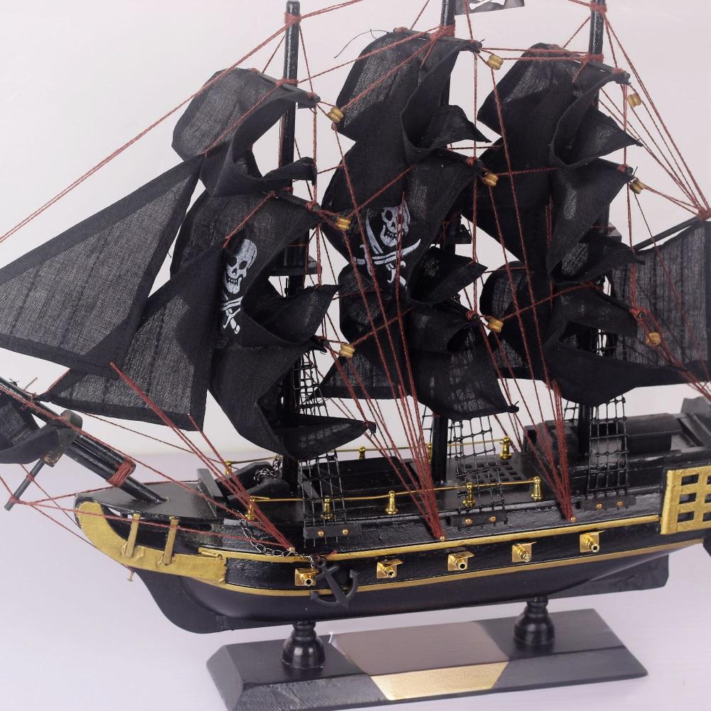 Mediterranean style Caribbean black pearl pirate wooden sailboat