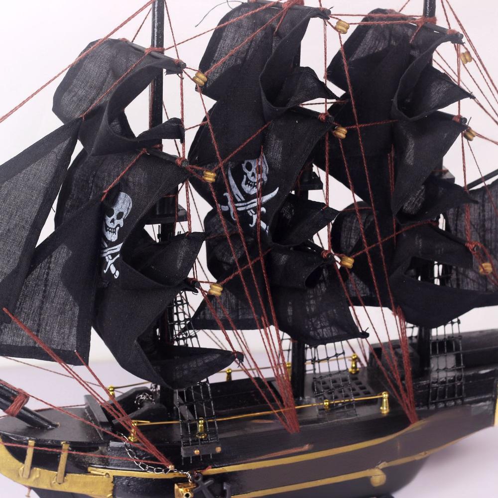 Mediterranean style Caribbean black pearl pirate wooden sailboat