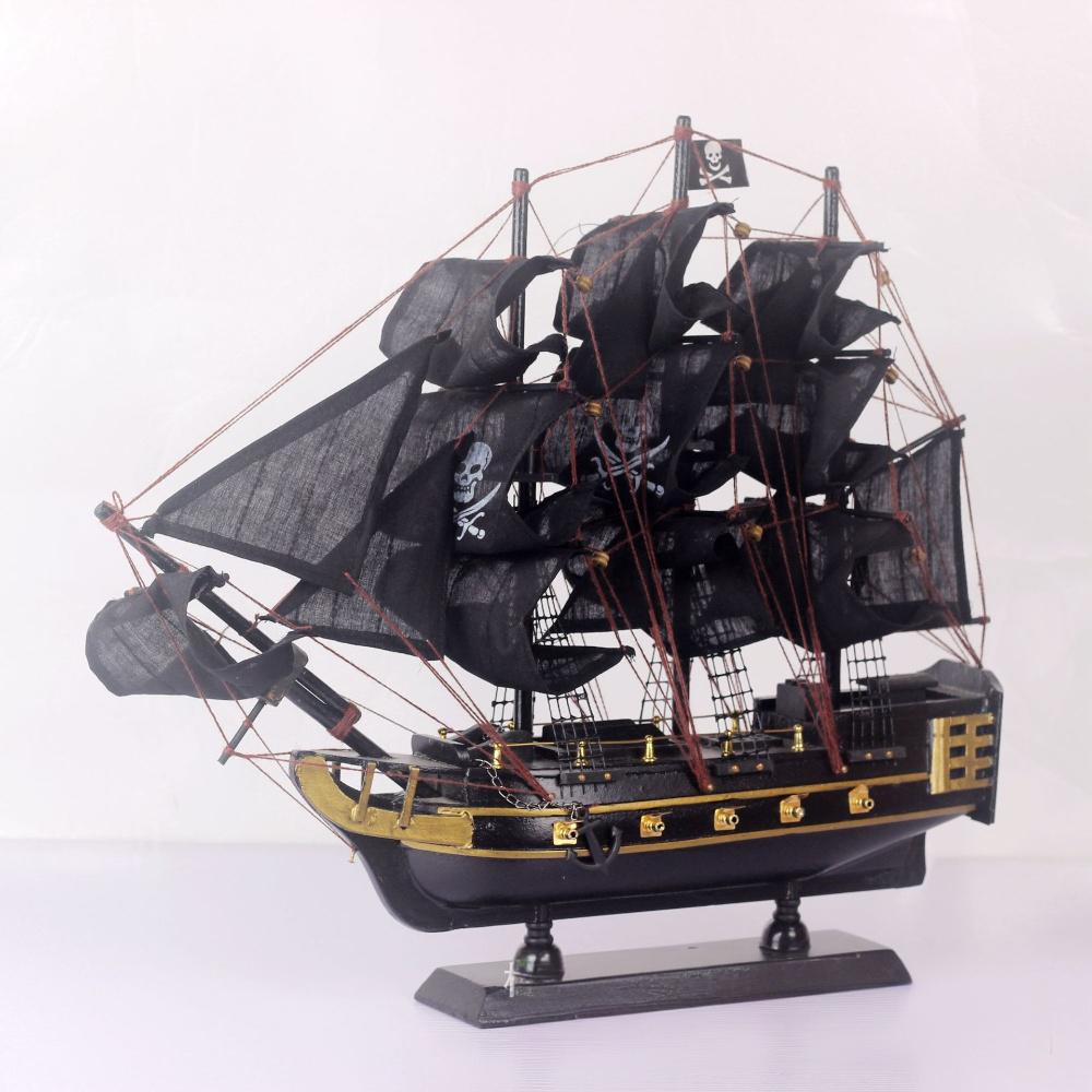 Mediterranean style Caribbean black pearl pirate wooden sailboat