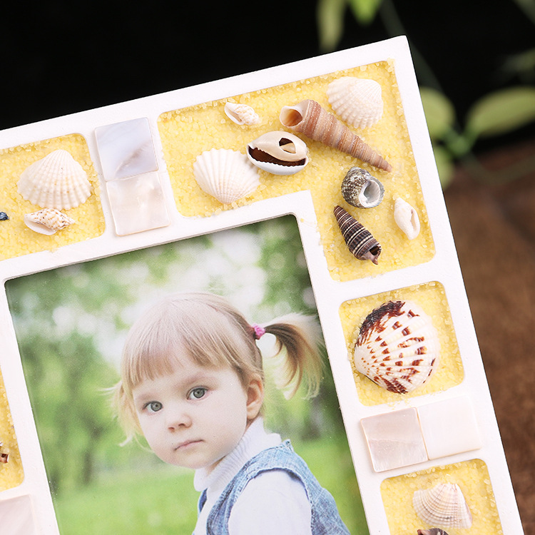 Creative wooden shell children's photo frame