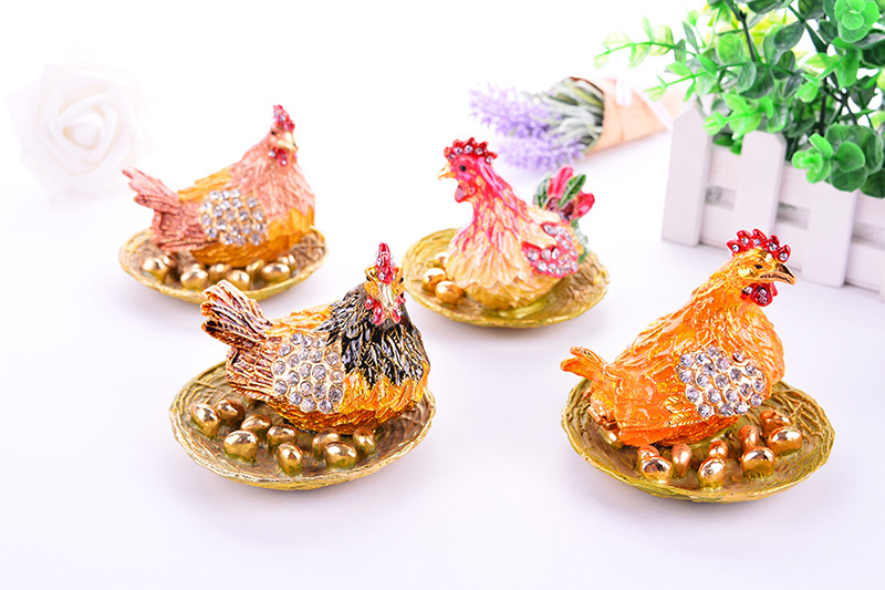 Hens laying eggs jewelry box resin crafts ornaments