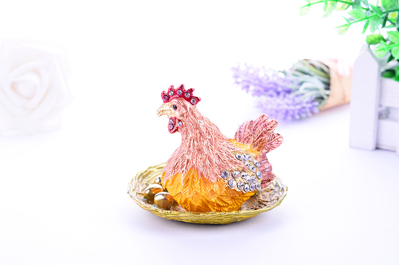Hens laying eggs jewelry box resin crafts ornaments