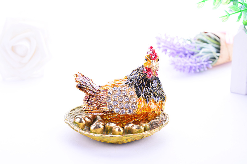 Hens laying eggs jewelry box resin crafts ornaments