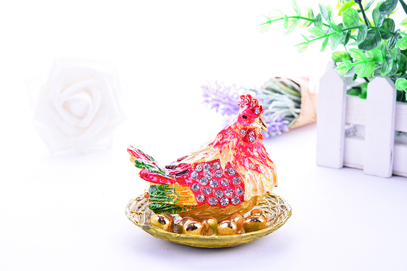 Hens laying eggs jewelry box resin crafts ornaments