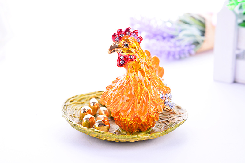 Hens laying eggs jewelry box resin crafts ornaments