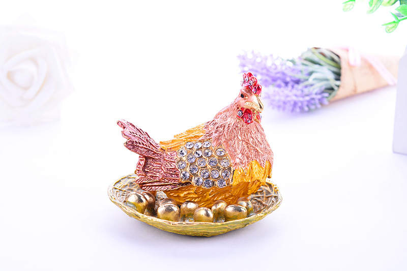 Hens laying eggs jewelry box resin crafts ornaments
