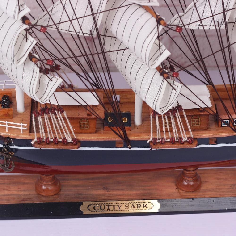 Wooden 65cm sailboat model ornament