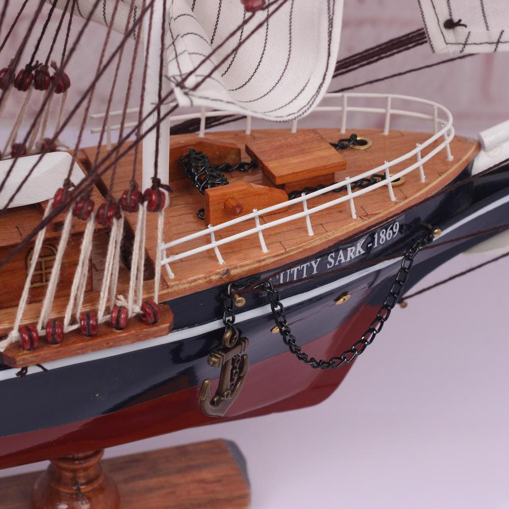 Wooden 65cm sailboat model ornament