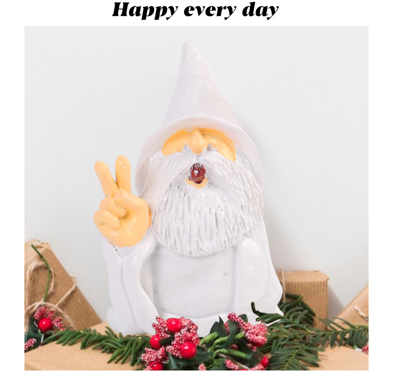 Scissors hands white beard dwarf resin handicraft ornament