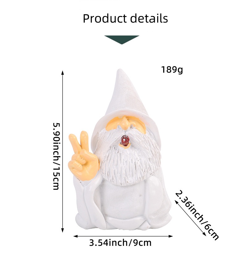 Scissors hands white beard dwarf resin handicraft ornament
