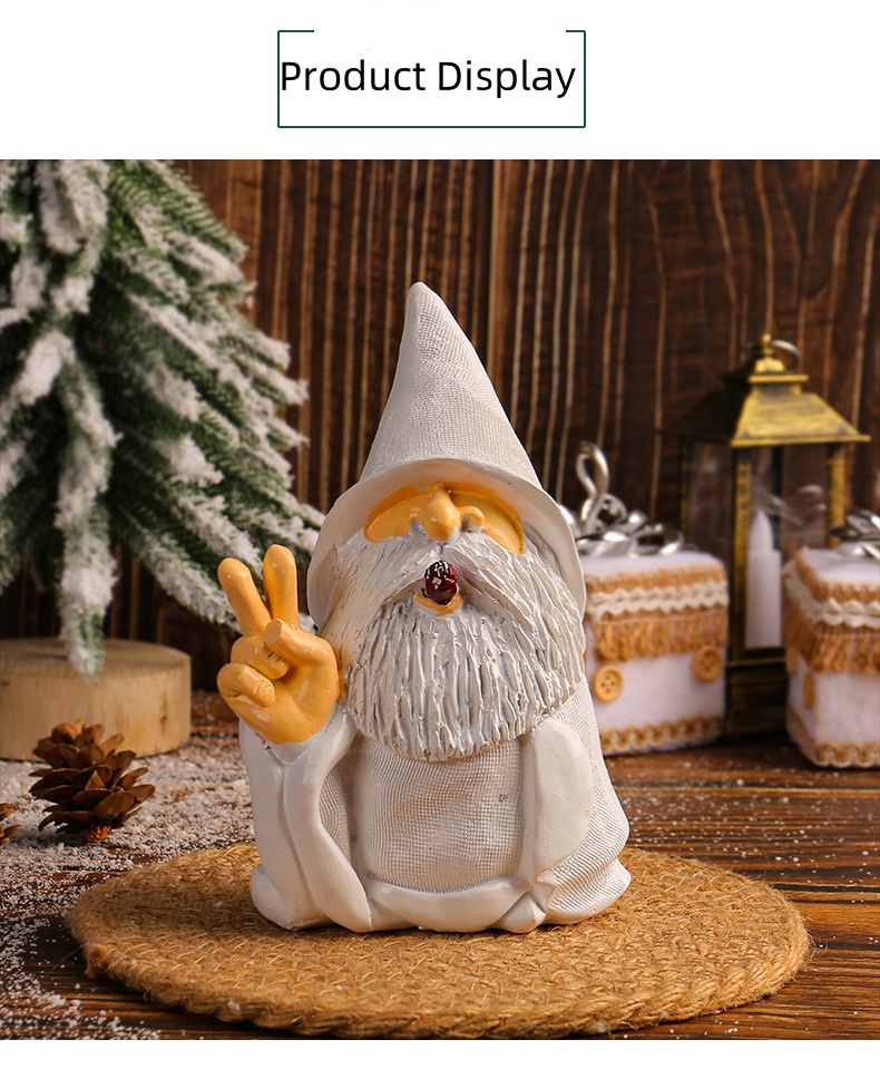 Scissors hands white beard dwarf resin handicraft ornament