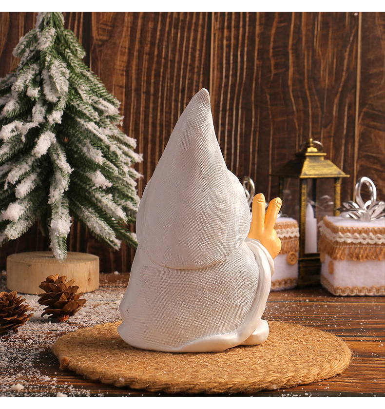 Scissors hands white beard dwarf resin handicraft ornament