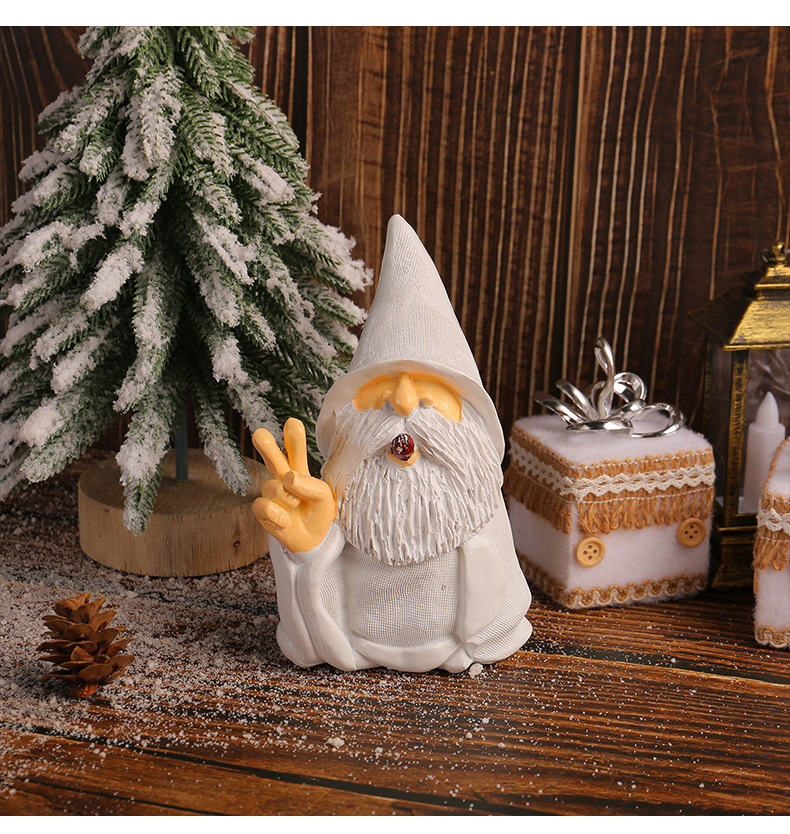 Scissors hands white beard dwarf resin handicraft ornament