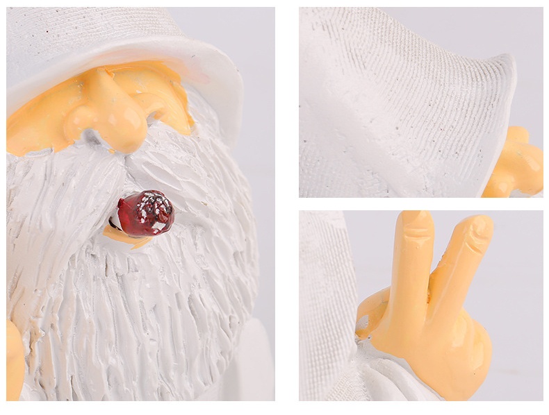 Scissors hands white beard dwarf resin handicraft ornament