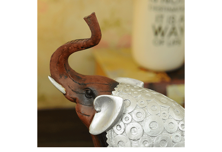 Thai imitation wood mother and child elephant resin handicraft