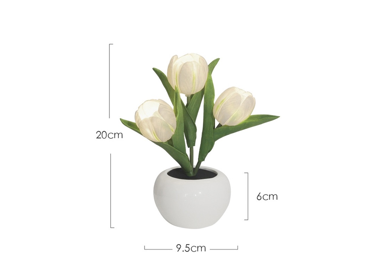 Artificial Tulip LED Potted Plant Ornament-False Flower Potted Plant Crafts