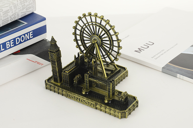 Ferris wheel, Big Ben, Tower of London Bridge, architectural model, handmade ornaments