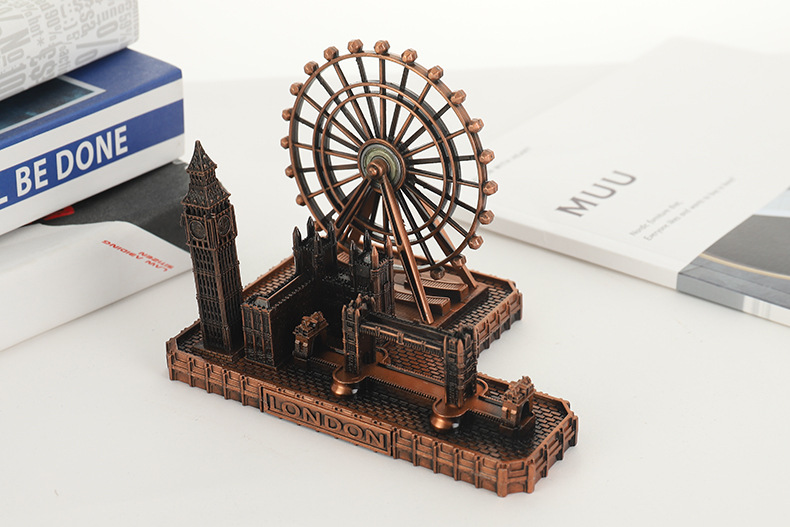 Ferris wheel, Big Ben, Tower of London Bridge, architectural model, handmade ornaments