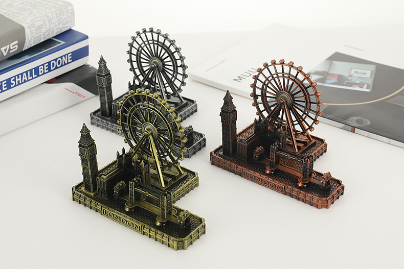 Ferris wheel, Big Ben, Tower of London Bridge, architectural model, handmade ornaments
