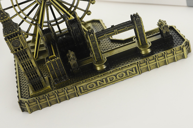 Ferris wheel, Big Ben, Tower of London Bridge, architectural model, handmade ornaments