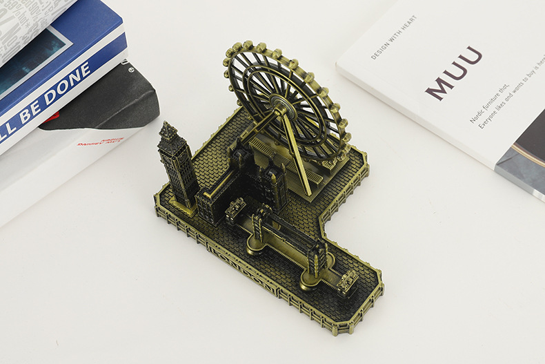 Ferris wheel, Big Ben, Tower of London Bridge, architectural model, handmade ornaments