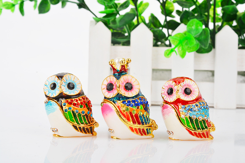 Owl Painted Jewelry Box Craft Gift