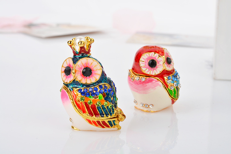 Owl Painted Jewelry Box Craft Gift