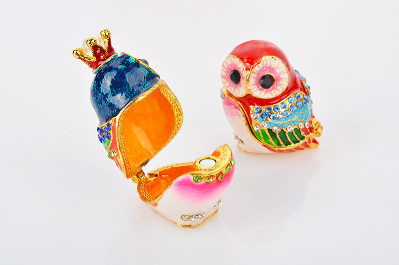 Owl Painted Jewelry Box Craft Gift