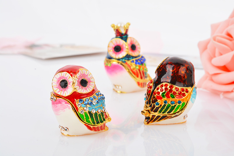 Owl Painted Jewelry Box Craft Gift
