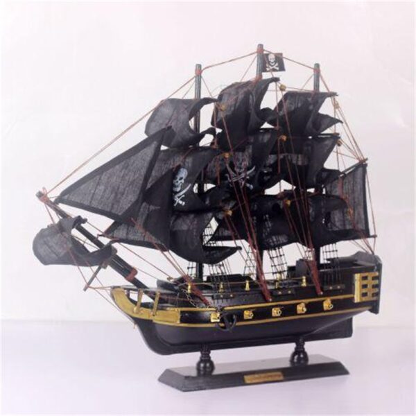 Mediterranean style Caribbean black pearl pirate wooden sailboat