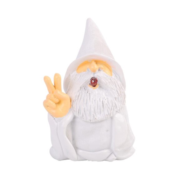 Scissors hands white beard dwarf resin handicraft ornament