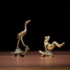Solid brass crane turtle frog micro-carving handicraft ornament