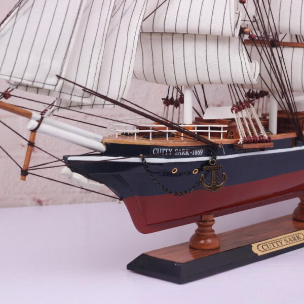 Wooden 65cm sailboat model ornament - Image 3