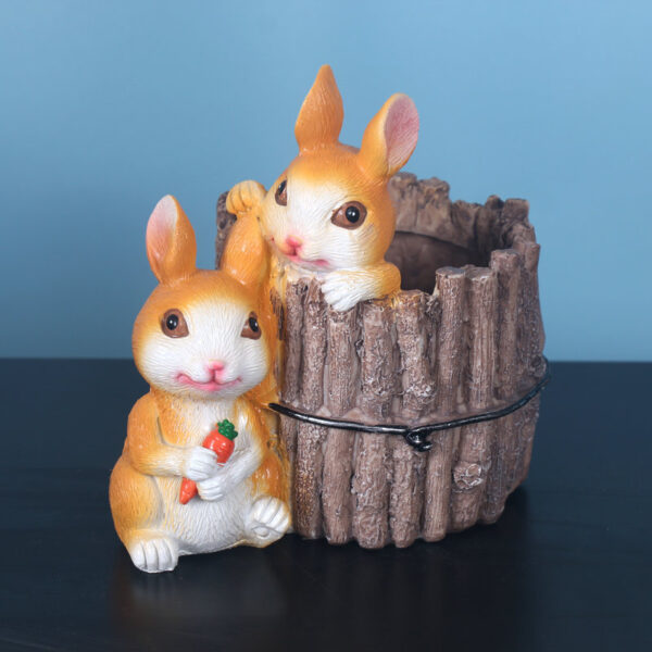 Cute pig bunny, resin crafts, Flower pot, ornaments - Bild 5