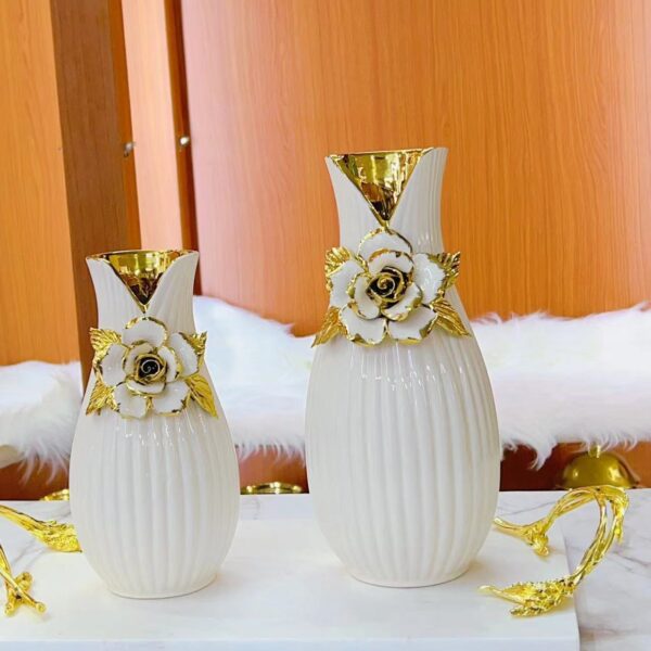 Galvanized decal, gold color, ceramic, flower arrangement - Imagen 3
