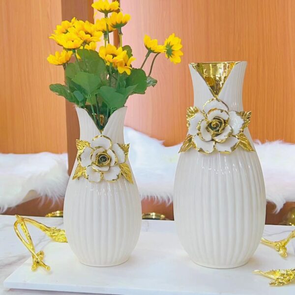 Galvanized decal, gold color, ceramic, flower arrangement - Imagen 4