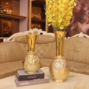 Gold-plated brushed ceramic vase, Simple and creative, for wedding, home crafts